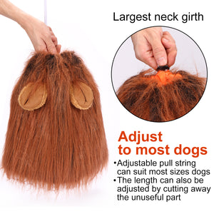 CPPSLEE Halloween Lion Mane Wig Costume - Make Your Dog Lion King - Adjustable Washable Comfortable Fancy Lion Hair Dog Clothes Dress for Halloween