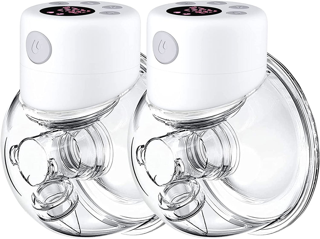 CPPSLEE Wearable Breast Pump, S12 Hands Free Breast Pump, Electric Portable Breast Pump with 2 Mode & 9 Levels, Wireless Breast Pump, LCD Display, 24mm Flange, 2 Pack
